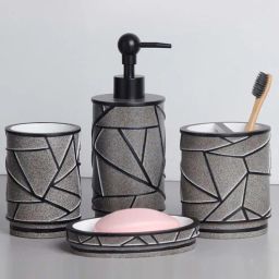 obsessions Polyresin Silver Bath Set of 4-picture-45