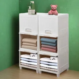 6 Door 6 Shelves Plastic Collapsible Cupboard Cloth stand clothes rack PC Collapsible Wardrobe-image-6