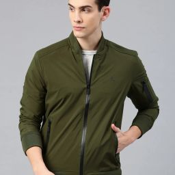 Men Solid Bomber Jacket-image-47