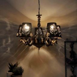 new era Frosted Black Iron 5 Lights Chandelier-picture-32