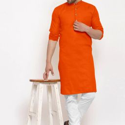Men Cotton Blend Kurta Pyjama Set-image-21