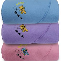 Set of 3 Baby Blanket (Blue,Purple,Pink) Hooded New Born-0