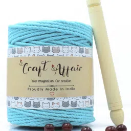 | Single Strand Cotton Macrame Cord (100 M, 3mm) | Craft, DIY - Water Blue Water Blue-4