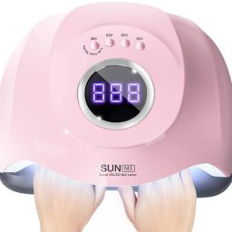 Professional Gel Polish LED Nail Dryer Lamp v2.0 with 45pc Double Light Source (365+405nm)LED's UV Nail Gel Dryer Lamp For Manicure 180W Dual Power for Curing All Gel Polish with Auto Sensor and 4 Mode Timer Button (Salon Quality-Pink) Nail Polish Dryer-99