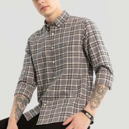 Men Slim Fit Striped Mandarin Collar Casual Shirt-image-93