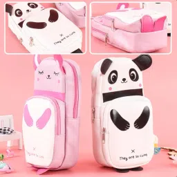 Amazing Combo Digital Panda Shape Pencil Box/Pouch 2 Zipper Pockets New Design Art Artificial Leather Pencil Boxes-5