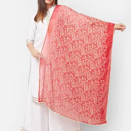 Dupatta Bazaar Red & White Paisley Embroidered Dupatta-picture-14