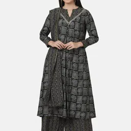 FFU Ethnic Motifs Printed A-line Chanderi Cotton Kurta with Palazzos & With Dupatta-picture-18
