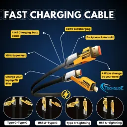 TECHGLIDE 4-in-1 Cable 1 m Anti-Tangle 65W Data Cable-001 image 4