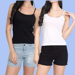 Women White, Black Tank Top/Vest-image-6