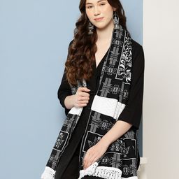 muhuratam Solid Pure Wool Women Black Stole-picture-19