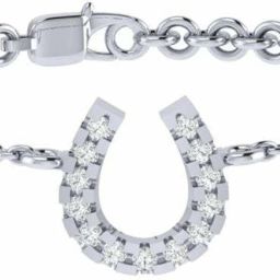 Diamtrendz Jewels Horseshoe Shape BIS Hallmarked Pure Gold White Gold 14kt Cubic Zirconia Bracelet-image-70