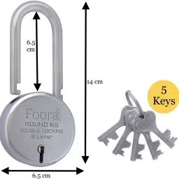 Round 65 LS with 5 Keys, Extra Long Shackle, Double Locking -Size 65 mm U Lock-picture-3