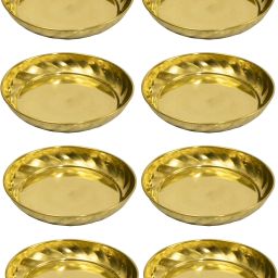 Brass Diya Oil Lamp plate for Home Temple Puja Articles Decor Gifts-Ram plate Sectioned Plate-image-51