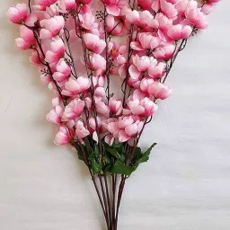 Artificial Blossom Orchid Flower Stick for Vase & Home Decoration | Soft Silk Pink Orchids Artificial Flower-image-19