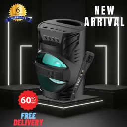WOOS Bluetooth Stereo Karaoke Set with Wired Microphone TF Card, Aux In, USB Port, FM 3 W Bluetooth Party Speaker-12