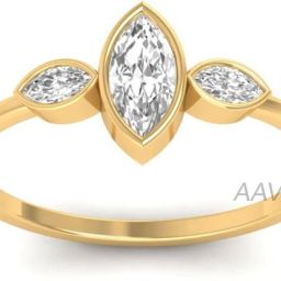 Marquise Bezel Set Three Stone Engagement Ring Silver Ring-image-28