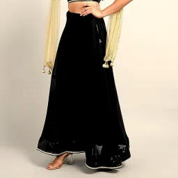 Women Embellished Flared Black Skirt-picture-10