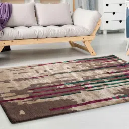 joyrugs by littlelooms Buy Beige Art Silk Abstract 5 x 7 Feet Hand Tufted Carpet-picture-29