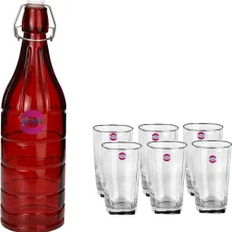 Serving Lemon Set Of Bottle And 6 Glass, 1 Ltr-D77 Jug Bottle Glass Set-image-80