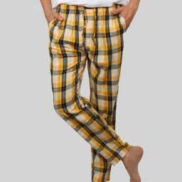 Yellow soft and super comfortable checkered pajamas for men Men Pyjama-image-28