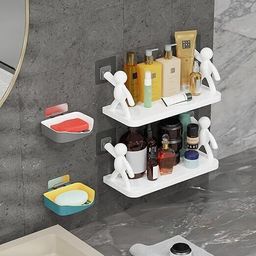 vrdh Self Adhesive Beautiful Floating Humanoid Wall Shelf 141 Plastic Wall Shelf-picture-7