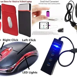 ANJO Keyboard-LEDMouse-Pad-3Hub-Cleaner-OTGM&C-Ext-LED-Skin-14.6iScrn&KeyGuard&Sleeve Combo Set Designed for Gaming image 3