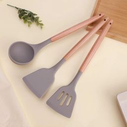 Silicone Spatula Set of 3, Spatula Set with Wooden Handle for Cooking Kitchen Tool Set-image-99