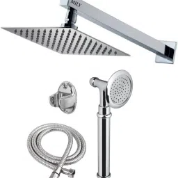 Mily 10X10 (10inch) Ultra Slim Rain Shower Head with 24inch Arm Plus Redlay (Brass) Hand Rain Shower with 1.5mtr SS Tube and Wall Hook (Shower Combo) Rain Shower Combo with Hand Shower Set-picture-22