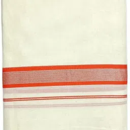 exclusive Dhoties Men's Kerala Mundu Pure Cotton Cream Dhoti With Silver Lines Orange Men Dhoti-image-54