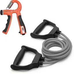 Fitness Combo Pack of Double Toning Tube & Countable Hand Gripper for Workout Fitness Accessory Kit Kit-image-2