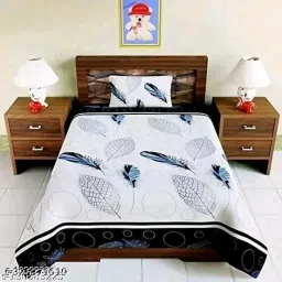 160 TC Polycotton, Microfiber, Cotton Blend Single 3D Printed Flat Bedsheet-15
