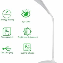 ziggy Flexible USB Led Desk Lamps/Table Lamp Study Reading Lamp USB Rechargeable Led Touch Led Lamp - White Table Lamp image 4