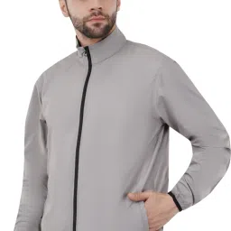 HouseOfCommon GREY Lightweight Stylish Zipper Jacket for Bikers Riding, Cycling. Solid Men Wind Cheater-image-63