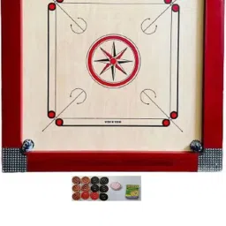 RED 2 INCH BORDER CAROM (34 INCH) WITH STRIKER,POWDER AND COINS 86.36 cm Carrom Board-image-29