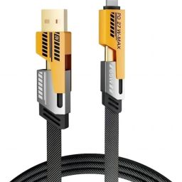 RoarX Type C 6 A 1 m Braided Nylon 4 in 1 cable - C type cable fast charging -1.5m 60W with type c to lightning cable, type c to type c, usb to type c cable, compatible for i-phones, i-pad, Macbook, Laptop-image-81