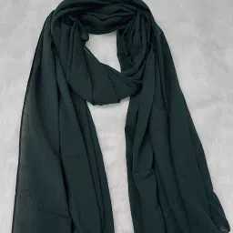 Solid Georgette Women Green Stole-image-49