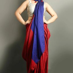 Color Block Handloom Cotton Blend Saree-image-3