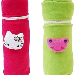 Soft Plush Baby Bottle Cover for Feeders Set of 2 Zipper Closer Cute Animated-image-81