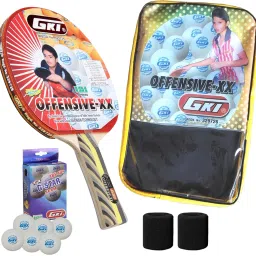 Table Tennis Combo Set - 1 Offensive TT Bat, 6 G-Star TT Balls, 2 Wrist Band Table Tennis Kit-picture-1