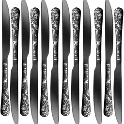 oicia Black Serrated Dinner Knife, Dinnerware Knife, Butter Spreader knife for Kitchen Stainless Steel Steak Knife Set-picture-7