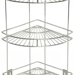 Utensil Kitchen Rack Stainless Steel Multipurpose Storge Organizer Corner Rack Shelf 2 shelves Steel-image-49