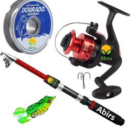 Premium Fishing Kit Telescopic Rod + Aluminum Reel + Line super Red, Black Fishing Rod-10