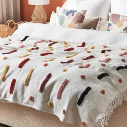 thegasbh White Cotton Hand Tufted 70X52 Inches Throw-picture-17