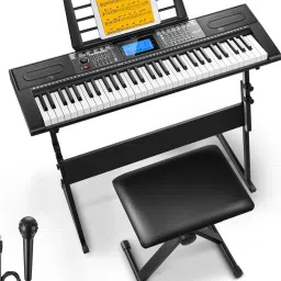 61 Keys Piano Keyboard with LCD Display For Beginner & Professional Piano for Kids with Microphone, Keyboard Piano Analog Portable Keyboard-image-62