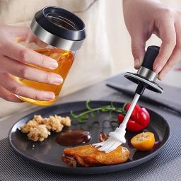 oil bottle with Brush for Ghee, Butter, Oil Jar plastic Round Pastry Brush-28