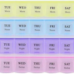 28-Days Pill Case- 4 Row 28 Squares Weekly 7 Days Tablet Box Holder Medicine Storage Organizer Container Pill Box-image-2