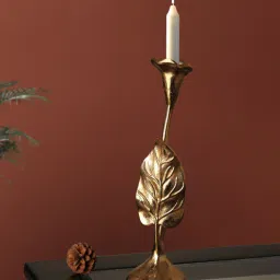 de maison decor Jules Leaves Large Gold Aluminium Candle Holder-picture-49