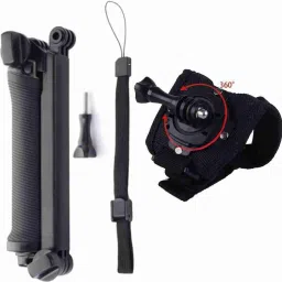 quikprof 3-way tripod, with 360° Rotation Glove Style Band Wrist Strap Mount Strap-0