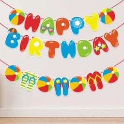 zyozi Summer Party Decorations Happy Birthday Banner, Summer Theme for Holiday Party-picture-14